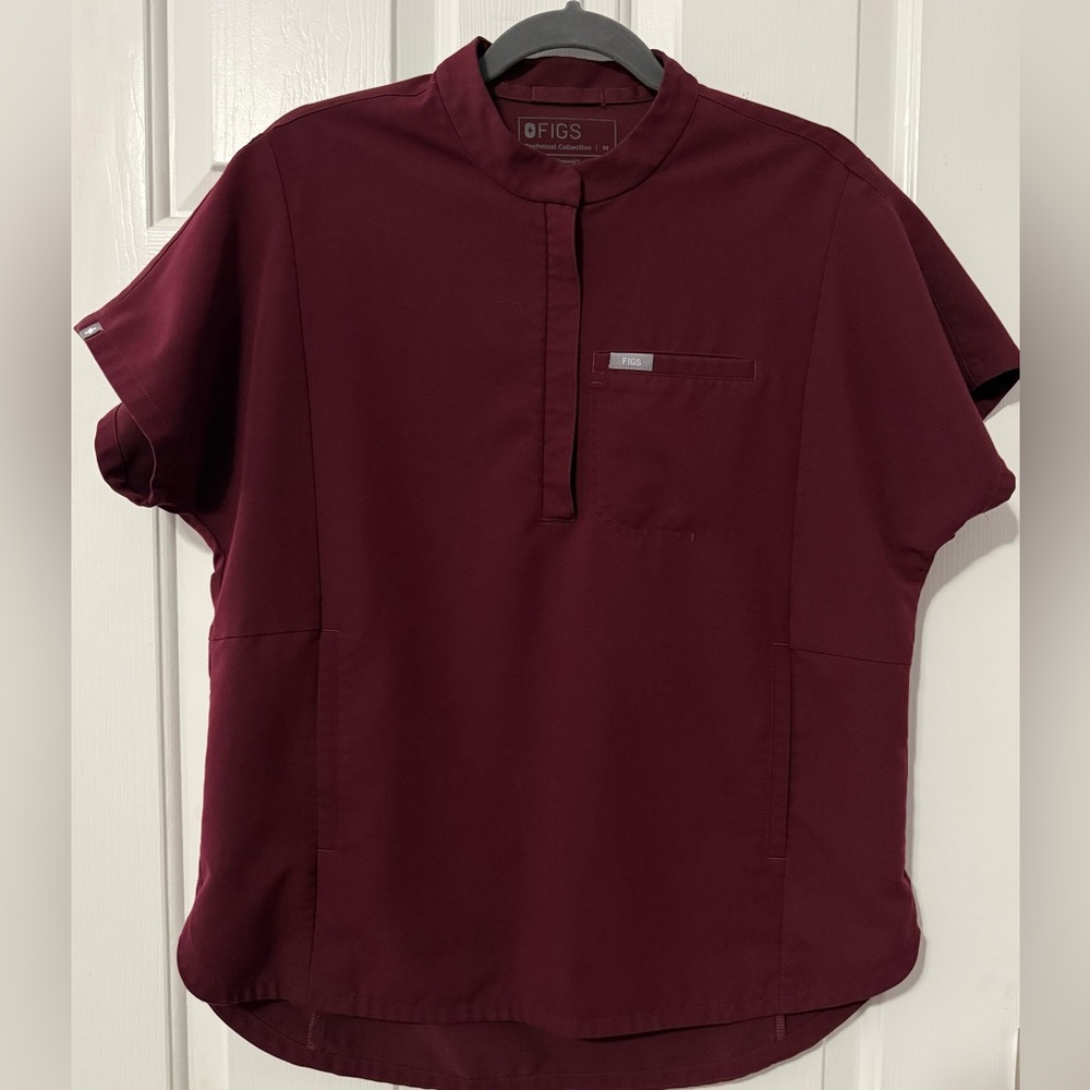 Figs Burgundy Scrub Top